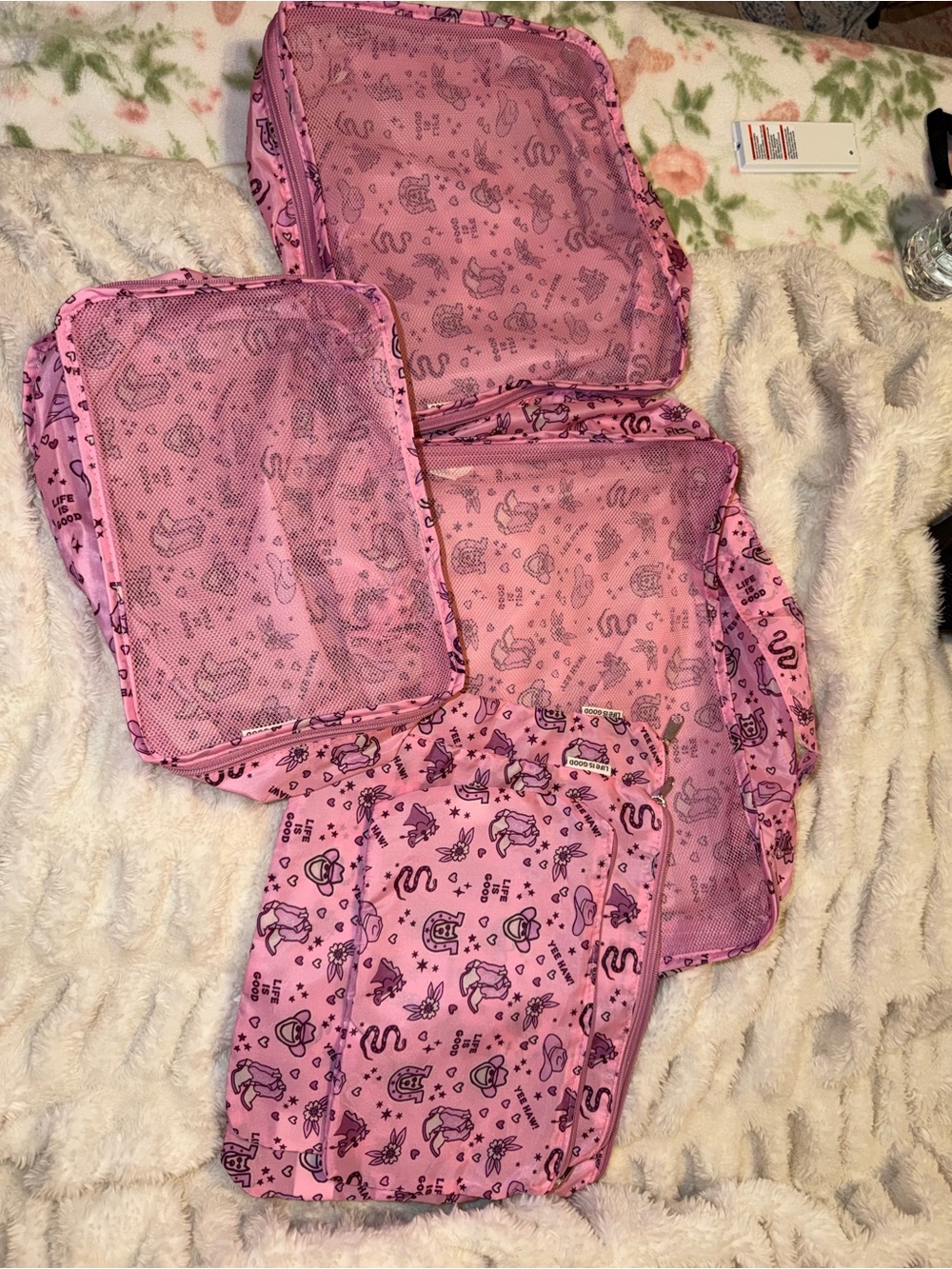Life Is Good Pink Travel Packing Cubes Set